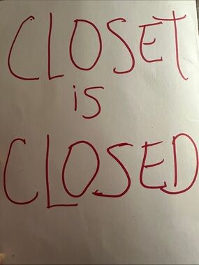 Red Handwritten 'Closet is Closed' Wall Art -